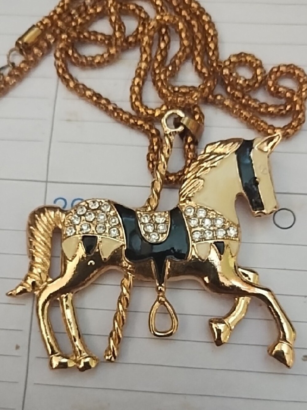 Betsey Johnson Gold-Tone Carousel Horse Necklace with Crystal Accents - Picture 3 of 5